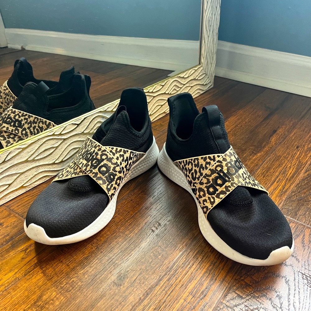 Adidas Cloudfoam super - black and leopard slip on sneakers